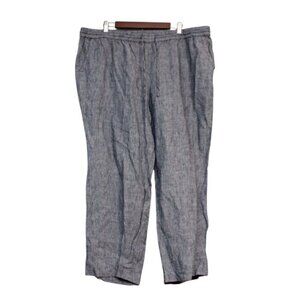 Talbots Pull On Pants Size 22W Petite 100% Linen Wide Leg Elastic Waist Beach